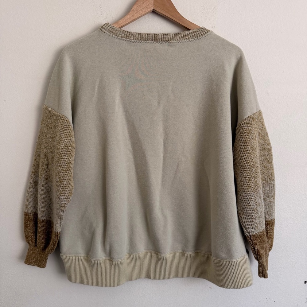 FP Movement Metti Crewneck Sweatshirt Sage Green Patchwork Quilted Pullover Sm - Picture 2 of 6